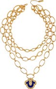 True Religion Layered chain necklace with horsehoe pendant