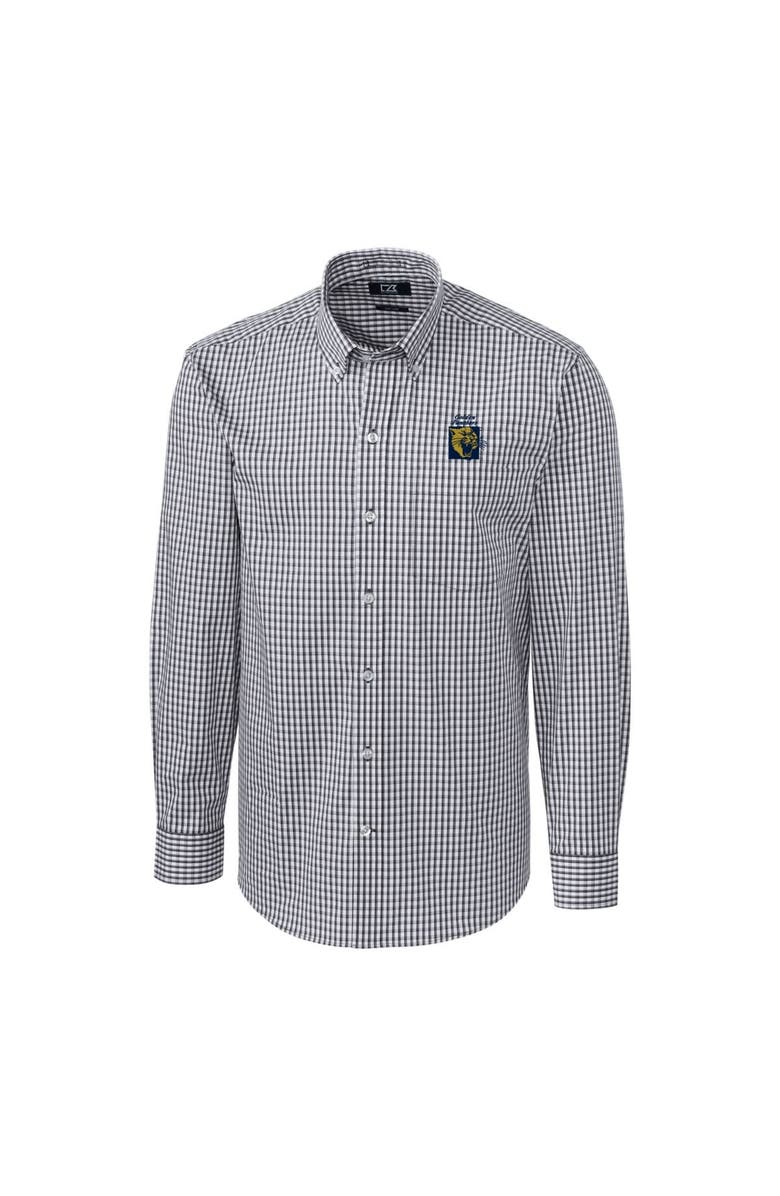 Cutter & Buck Men's Cutter & Buck Charcoal FIU Panthers Easy Care Stretch Gingham Big & Tall Long Sleeve Button-Down Shirt, Alternate, color,