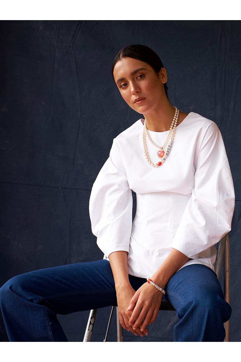 Love You Mucho Pearl Necklace, Alternate, color, White