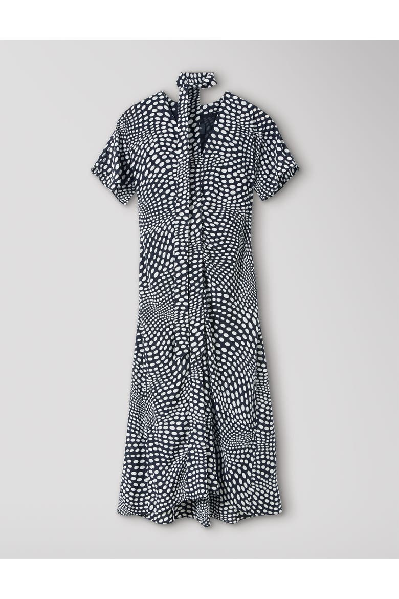 Mixed Dot Scarf Midi Dress, Alternate, color, Blk/White
