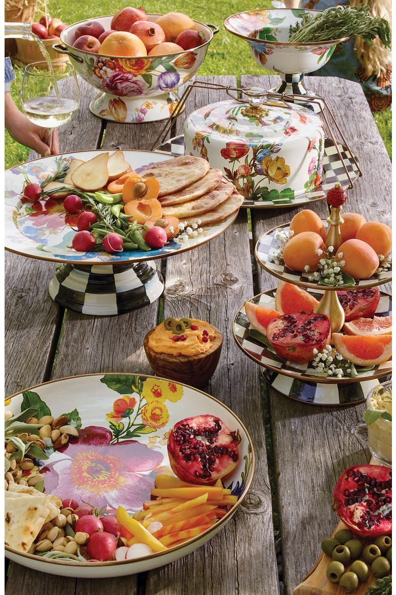 Flower Market Enameled Steel Large Compote, Alternate, color, WHITE MULTI