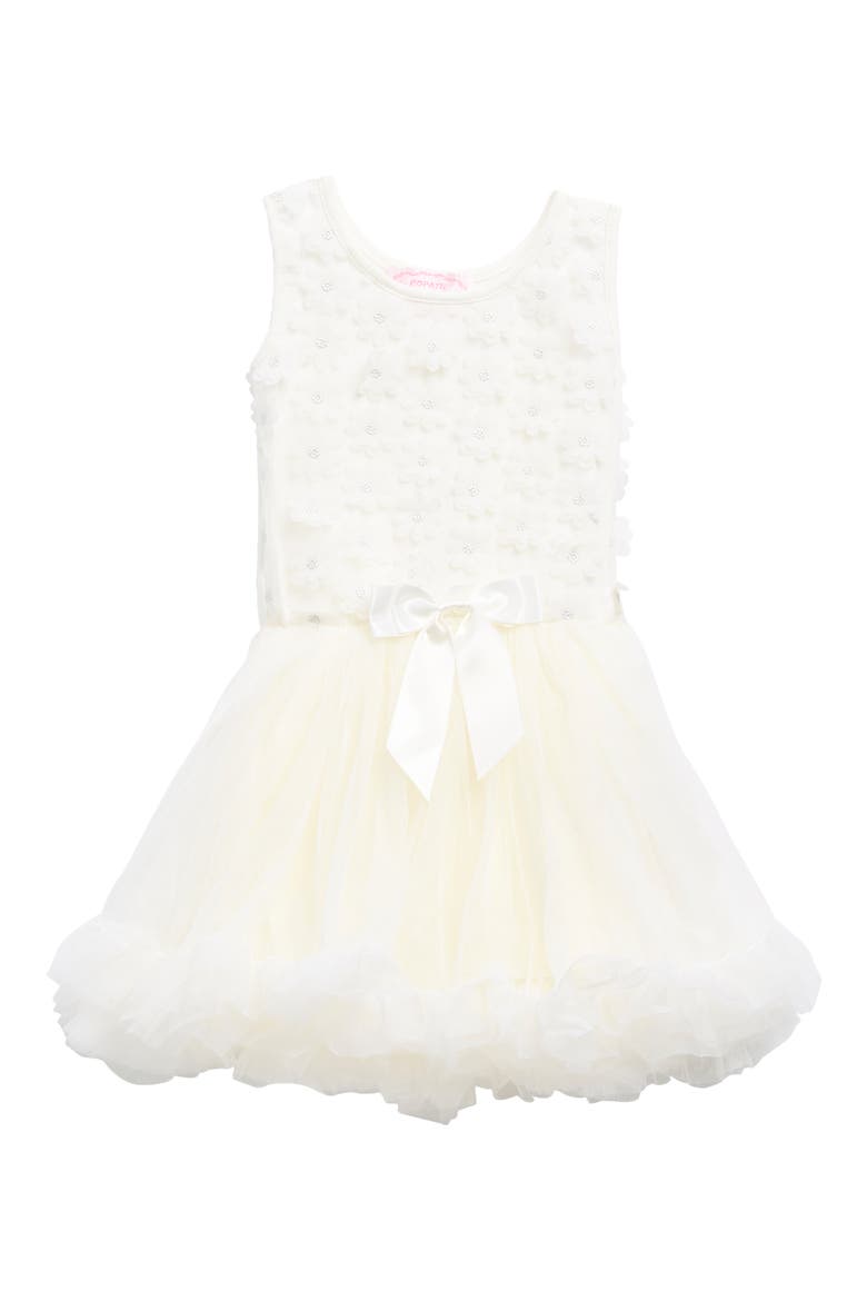 Kids' 3D Flower Pettidress, Main, color, WHITE