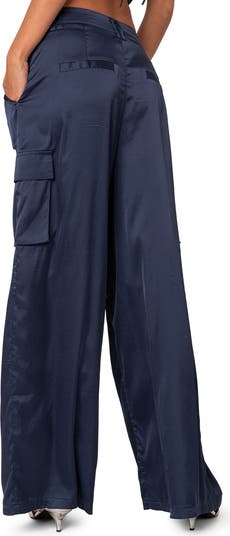 Kelsey Baggy Satin Cargo Pants