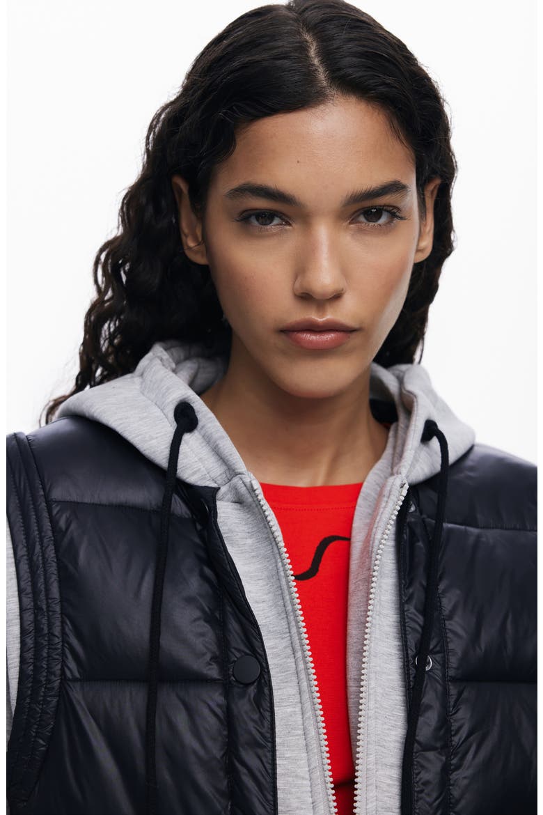 Layered Zip Hoodie, Alternate, color, LIGHT GRAY