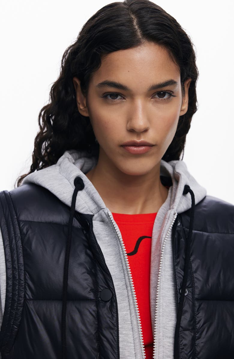 Desigual Layered Zip Hoodie, Alternate, color, Light Gray