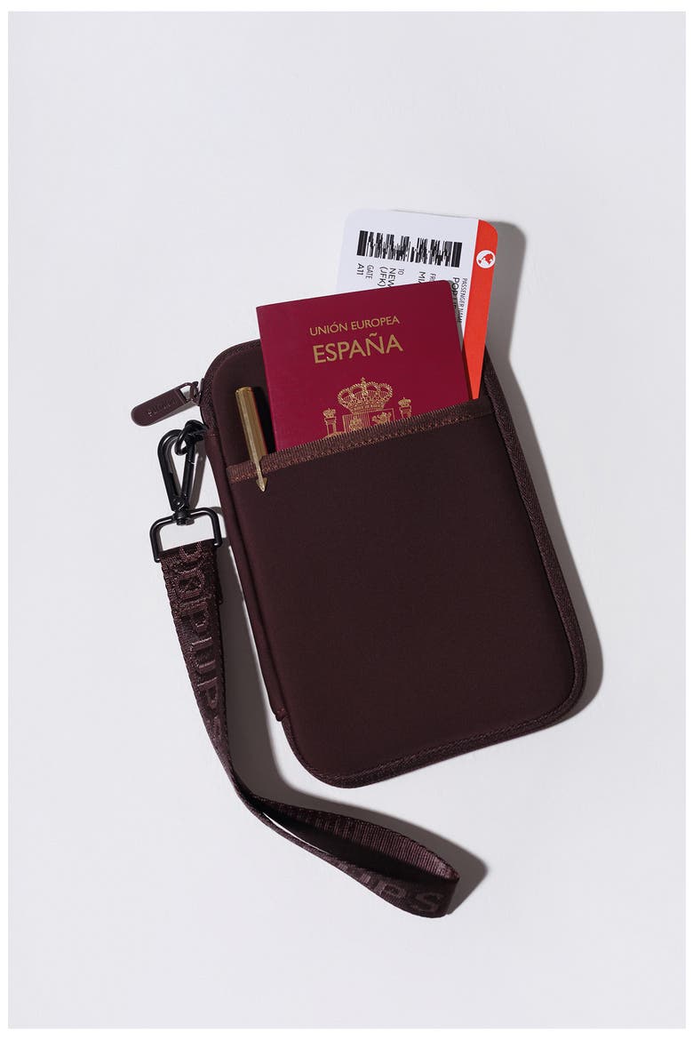 Water Resistant Neoprene Passport Wallet, Alternate, color, BROWN