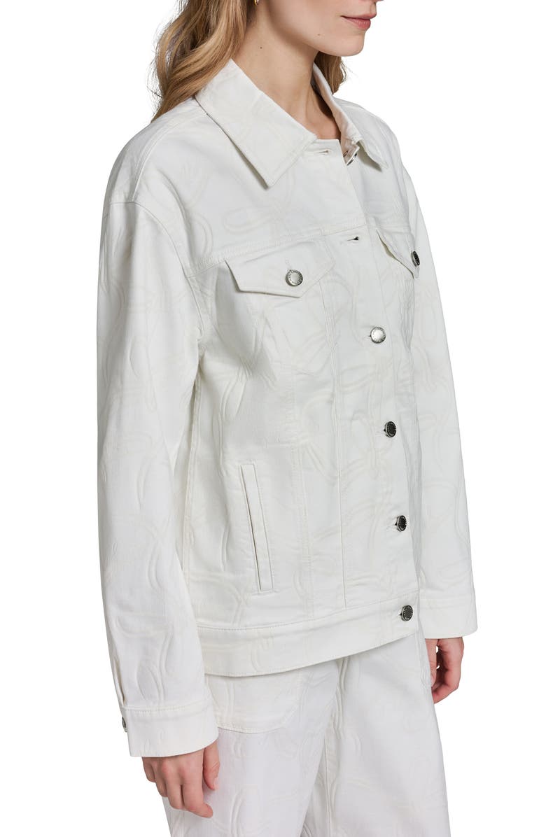 KARL LAGERFELD PARIS Bow Denim Jacket, Alternate, color, White Denim