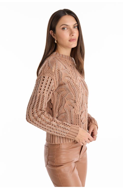 The Noli Shop Elea Crystal Knit Sweater In Brown