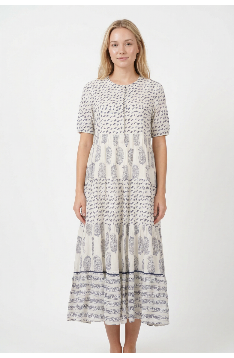 Ro's Garden Daphne Midi Dress, Main, color, Blue Indienne