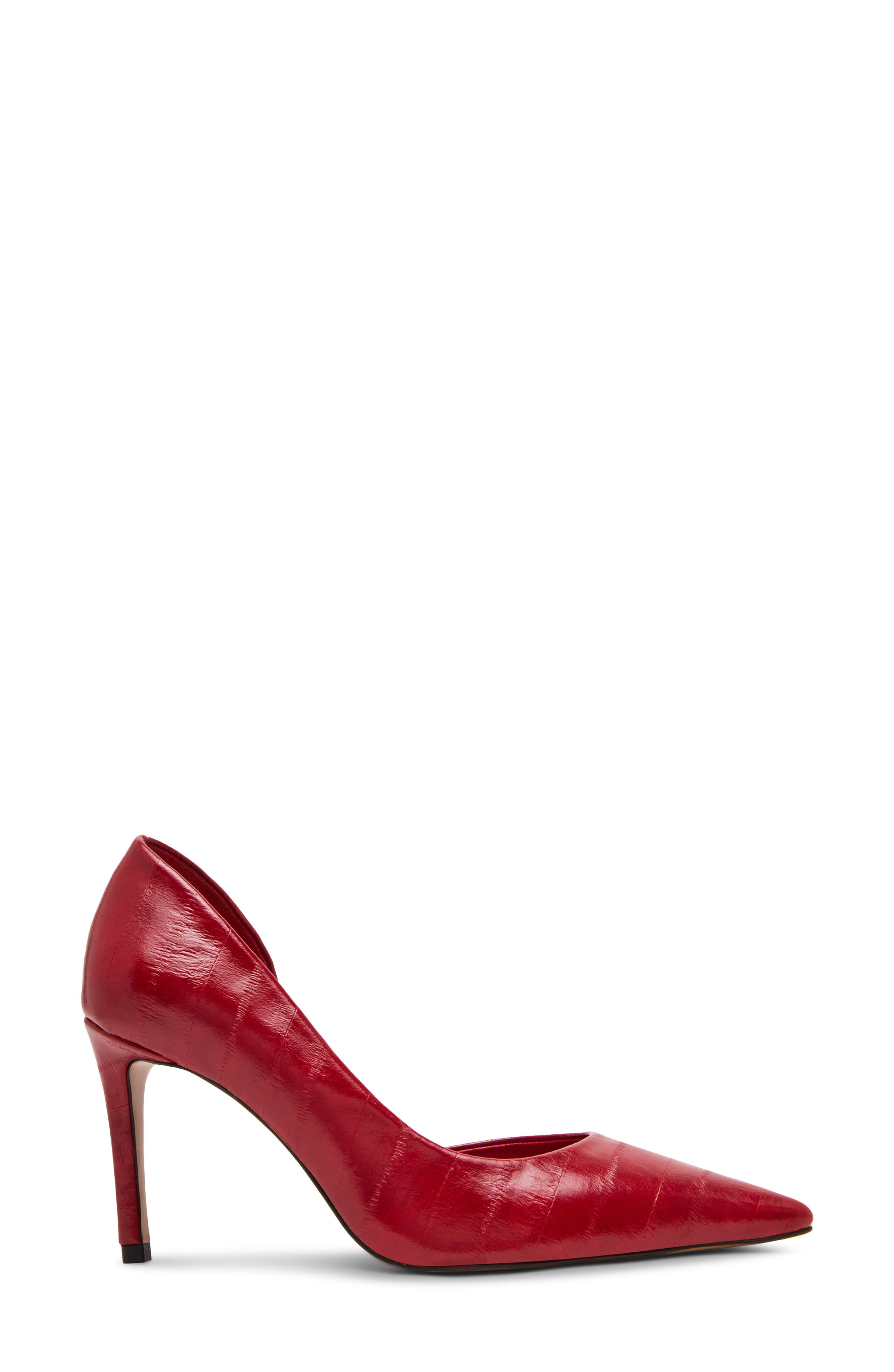 Steve Madden Nula Pointed Toe Half d'Orsay Pump, Alternate, color, Red Eel
