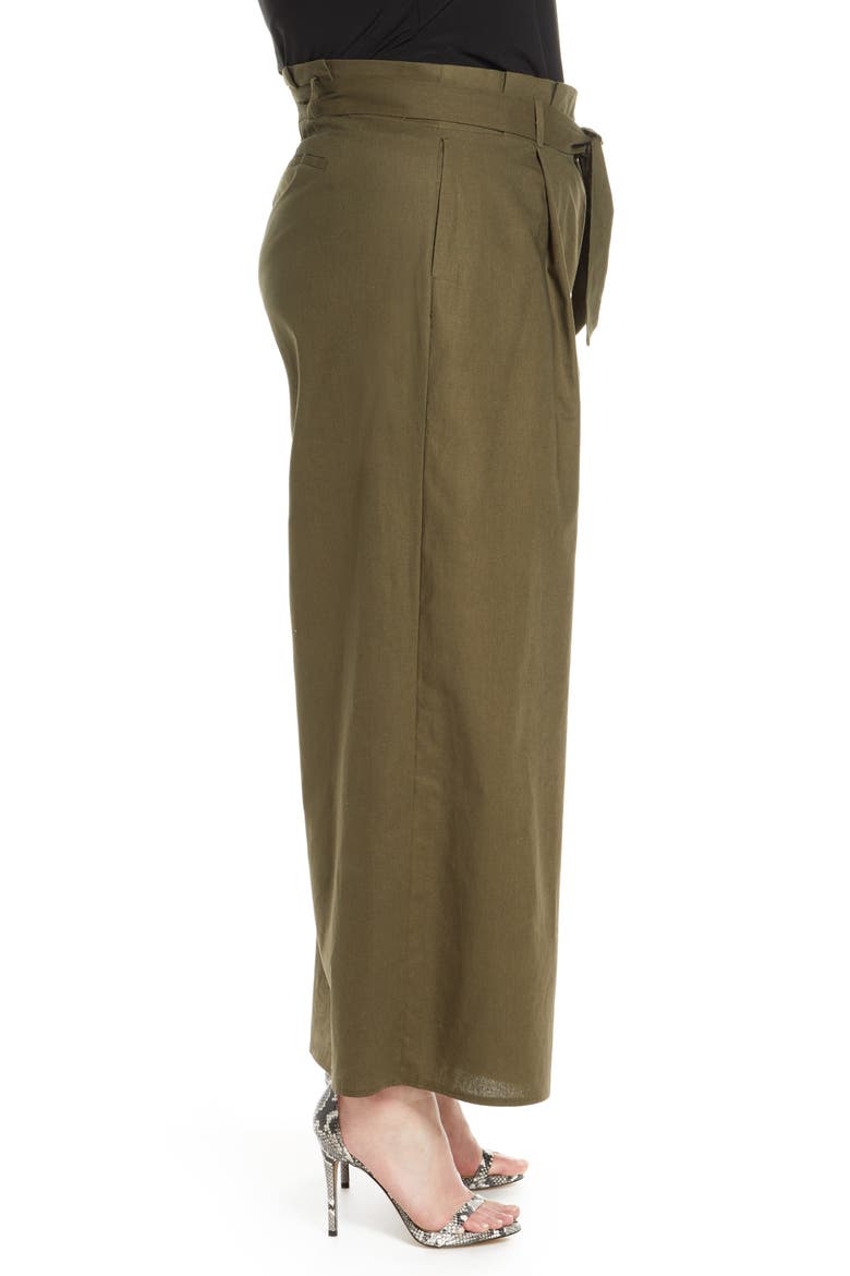 Tie Waist Palazzo Pants, Alternate, color, OLIVE