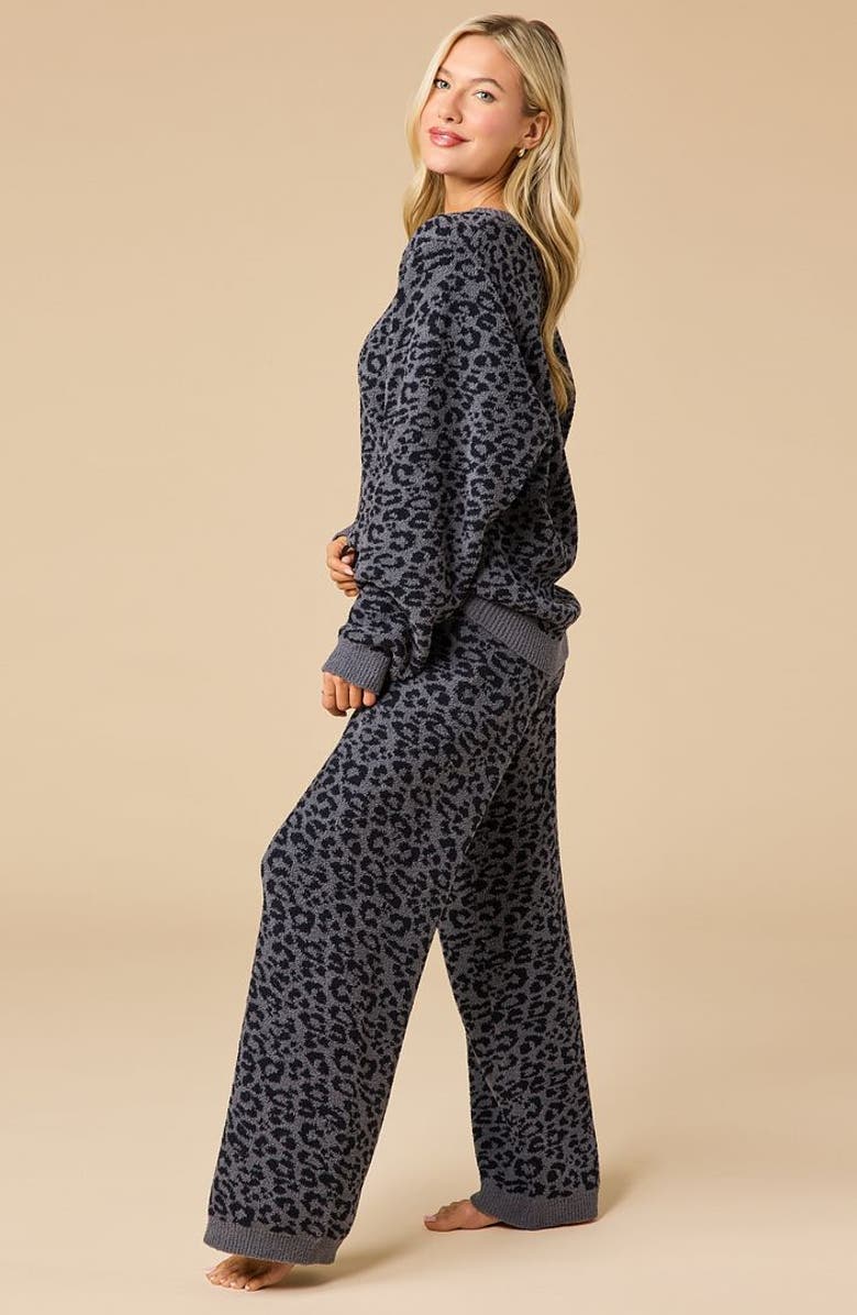 Softies Marshmallow Leopard Crew Neck Lounge Set, Alternate, color, Wild Grey