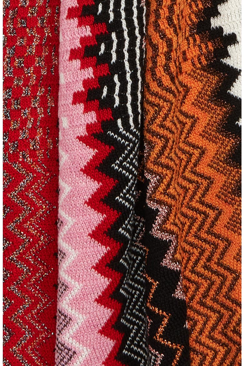 Metallic Zigzag Wool Blend Scarf, Alternate, color, RED