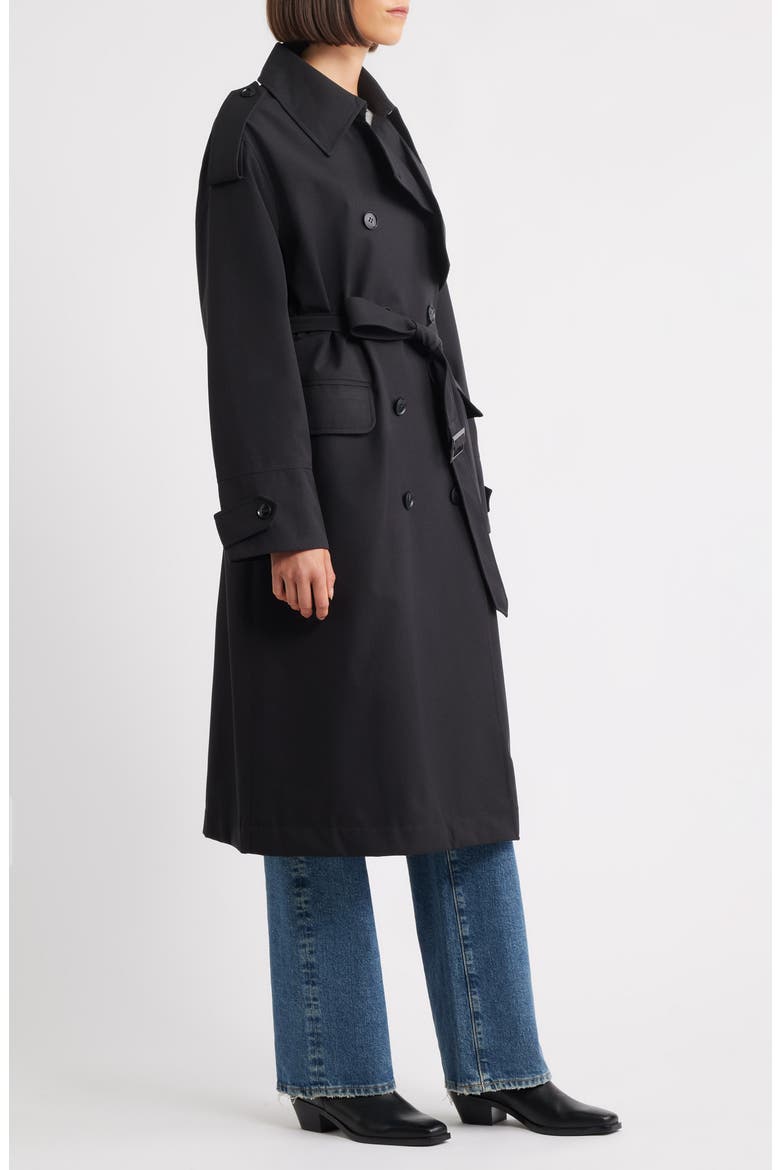 Belted Trench Coat, Alternate, color, BLACK