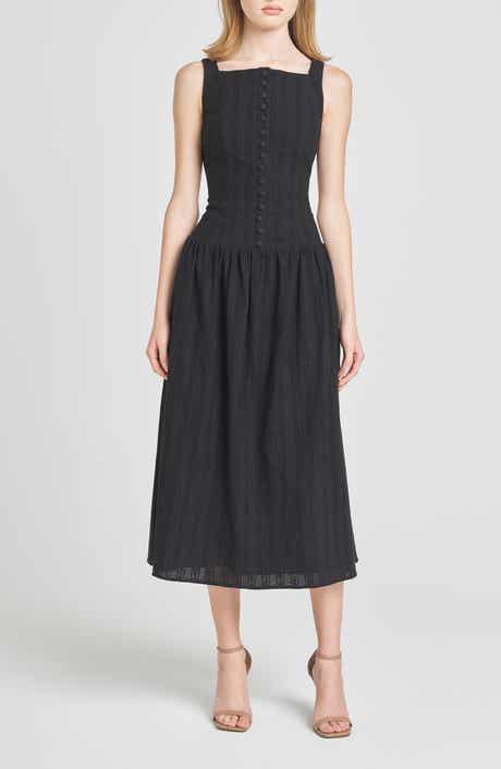 WAYF Eve Eyelet Embroidery A-Line Midi Dress