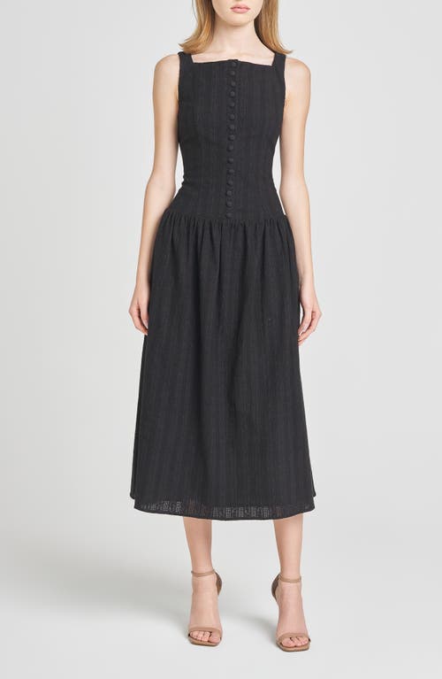 Shop Wayf Eve Eyelet Embroidery A-line Midi Dress In Black
