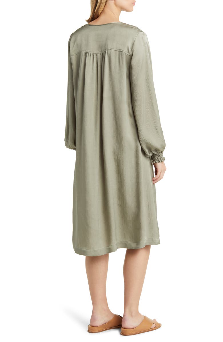 Masai Copenhagen Nadiya Smocked Long Sleeve Satin Shift Dress, Alternate, color,