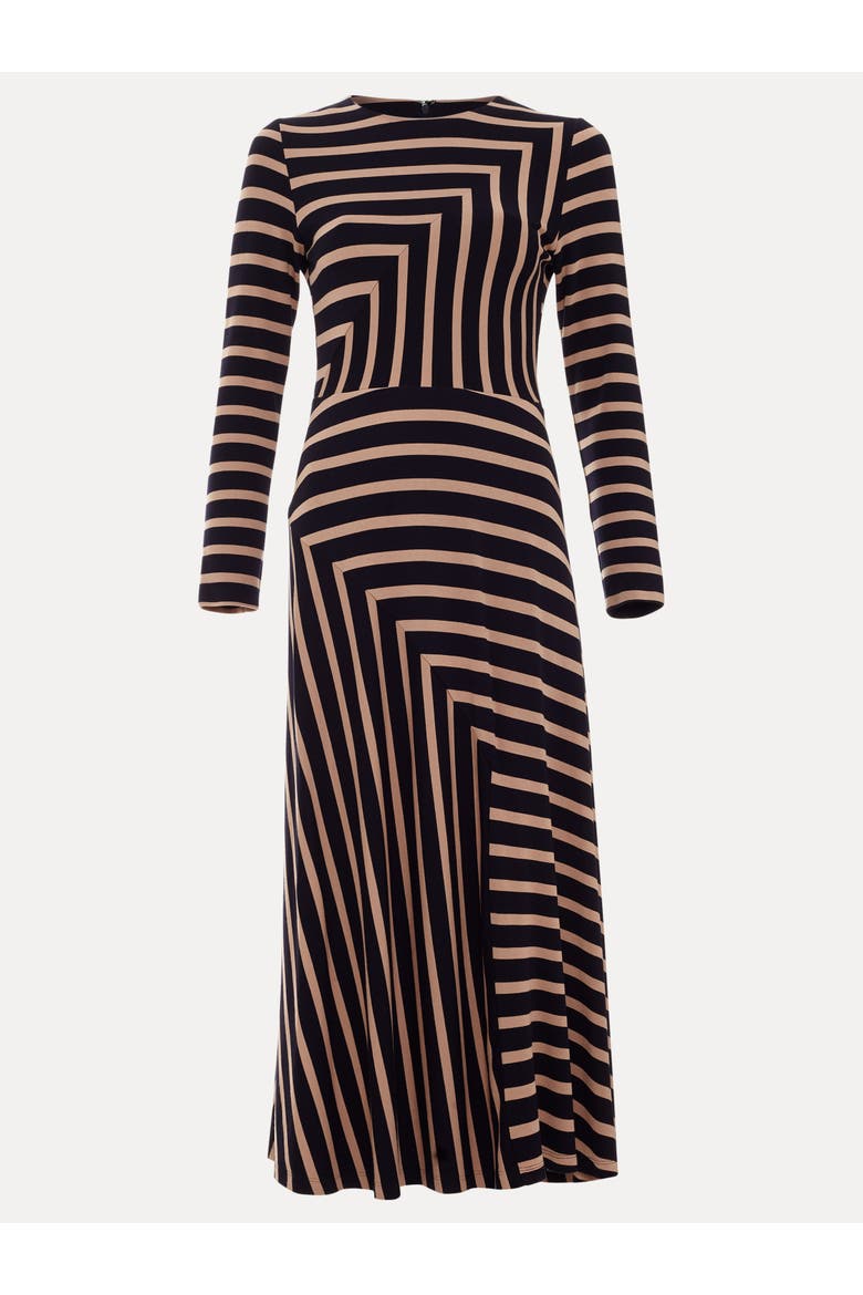 Mia Stripe Long Sleeve Midi Dress, Alternate, color, Black Multi