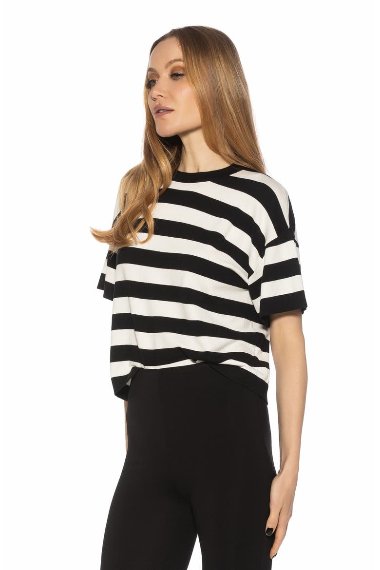Remy Stripe Short Sleeve Top, Alternate, color, BLACK/ WHITE