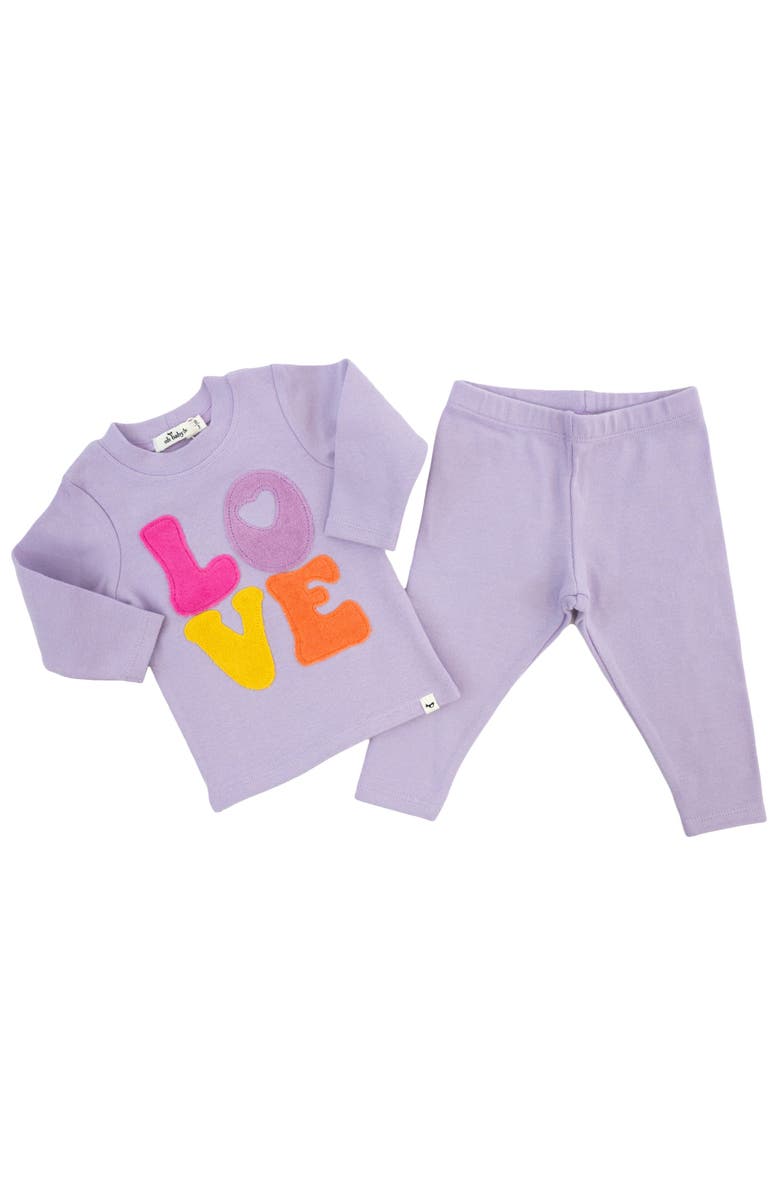 oh baby! Cotton Candy LOVE Terry Applique Two Piece Set, Alternate, color, Orchid