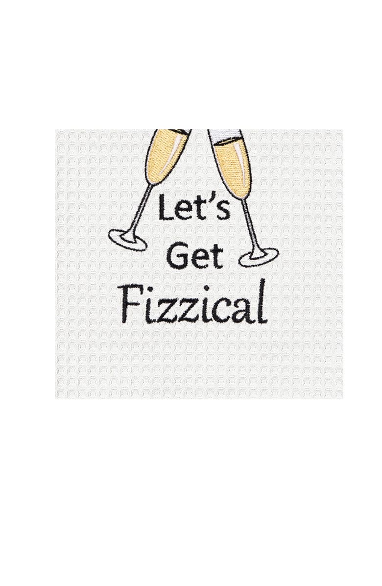 C&F Home "Let's Get Fizzical" Bubbly Champagne Glasses Funny Waffle Weave Embroidered Dishtowel, Alternate, color, Yellow