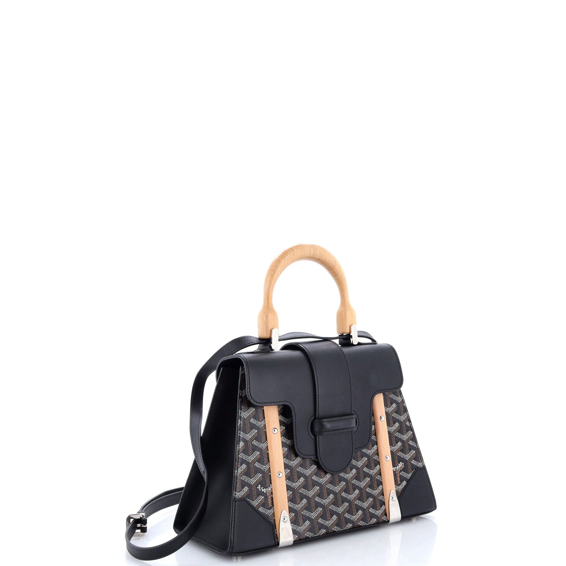 Saigon Top Handle Bag Coated Canvas with Leather PM, Alternate, color, Black