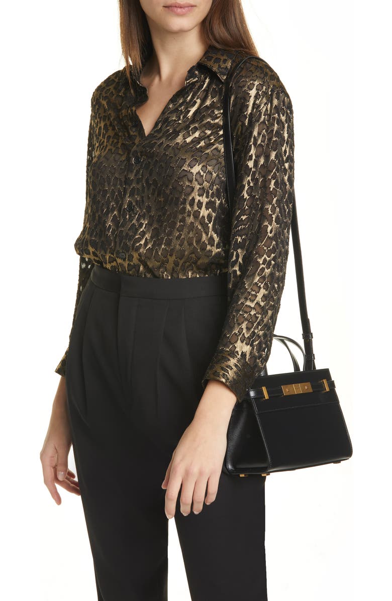 Saint Laurent Nano Manhattan Leather Crossbody Bag, Alternate, color,