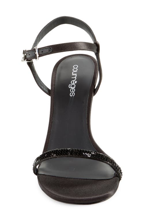 Courrèges Ac Stud Sequin Sandal In Black
