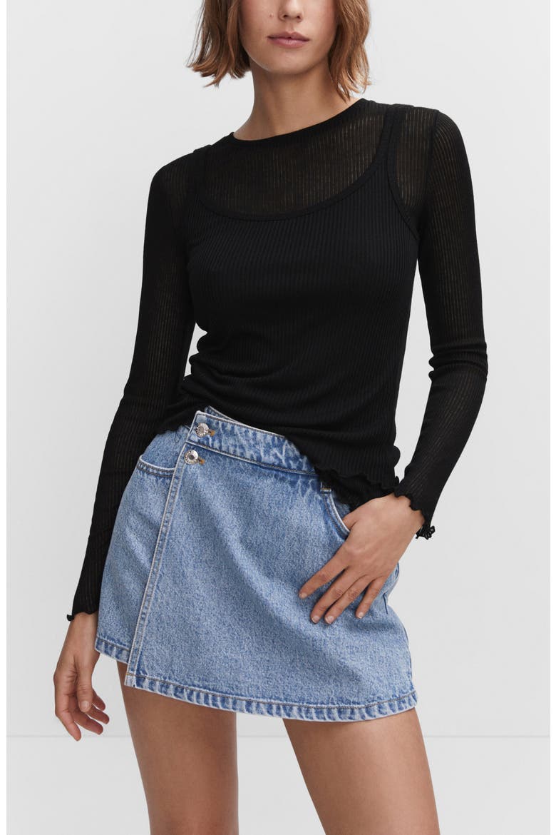 Denim Wrap Miniskort, Alternate, color, MEDIUM BLUE