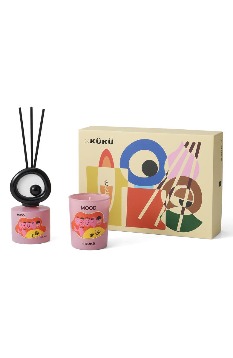 WEKUKU Big Eye Tomato Leaves Scented Candle & Fragrance Diffuser Gift Set, Alternate, color, Red