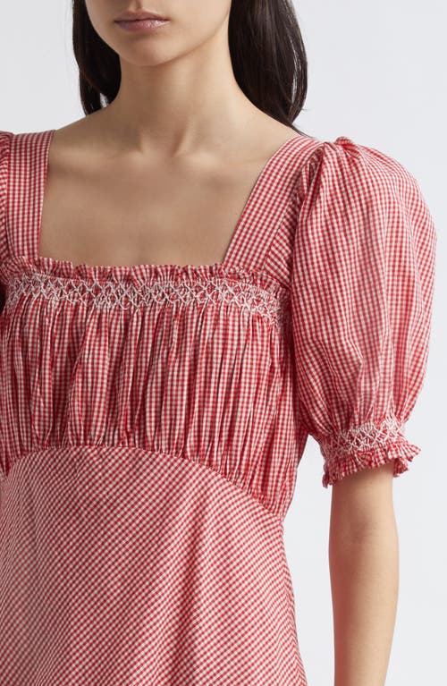 Mille Nicolette Gingham Puff Sleeve Cotton Sundress In Pink