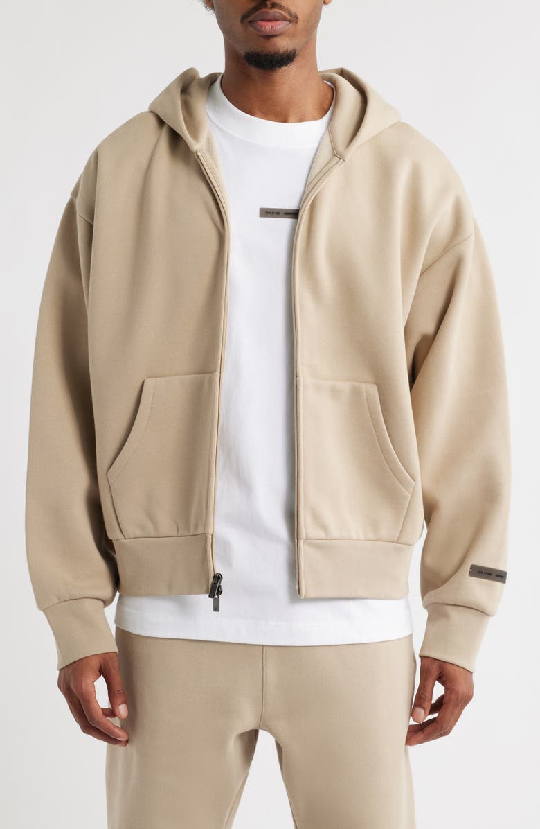 Fear of God Essentials Classic Fit Fleece Zip-Up Hoodie, Main, color, Timber