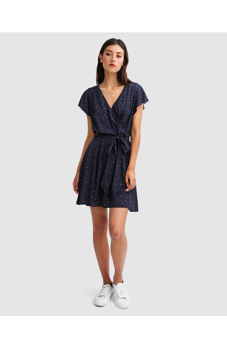 Belle & Bloom I'm The Star Wrap Dress, Alternate, color, Navy