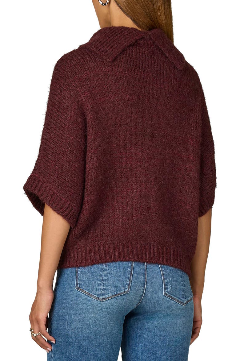 Cable Stitch Elbow Sleeve Turtleneck Sweater, Alternate, color, WINE