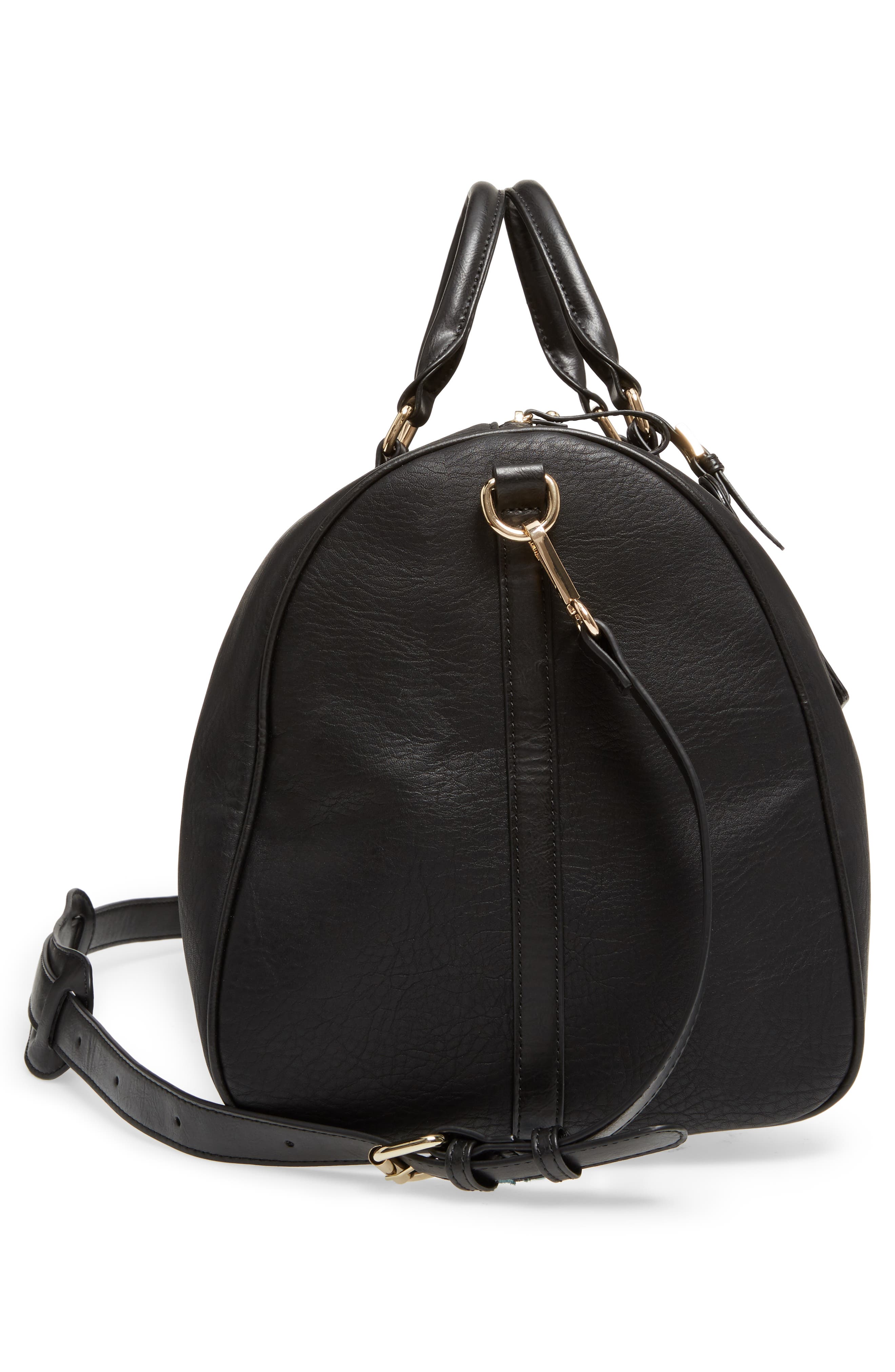 Cassidy Faux Leather Duffle Bag, Alternate, color, NEW BLACK