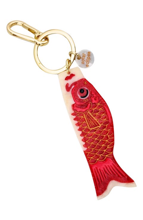 Hand Painted Japanese Carp Key Chain Bag Charm