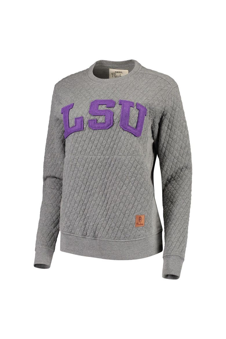 Women's Pressbox Heather Charcoal LSU Tigers Moose Quilted Pullover Sweatshirt, Alternate, color, Heather Gray