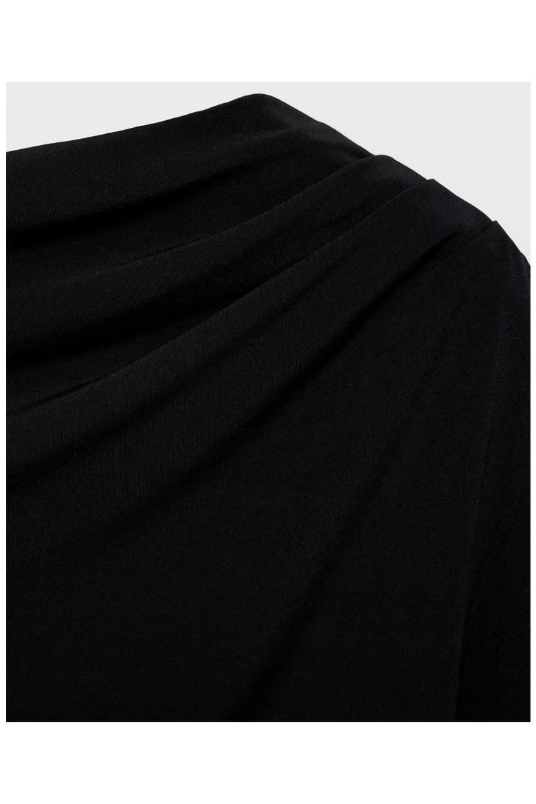 Asymmetric Gathered Long Sleeve Top, Alternate, color, BLACK