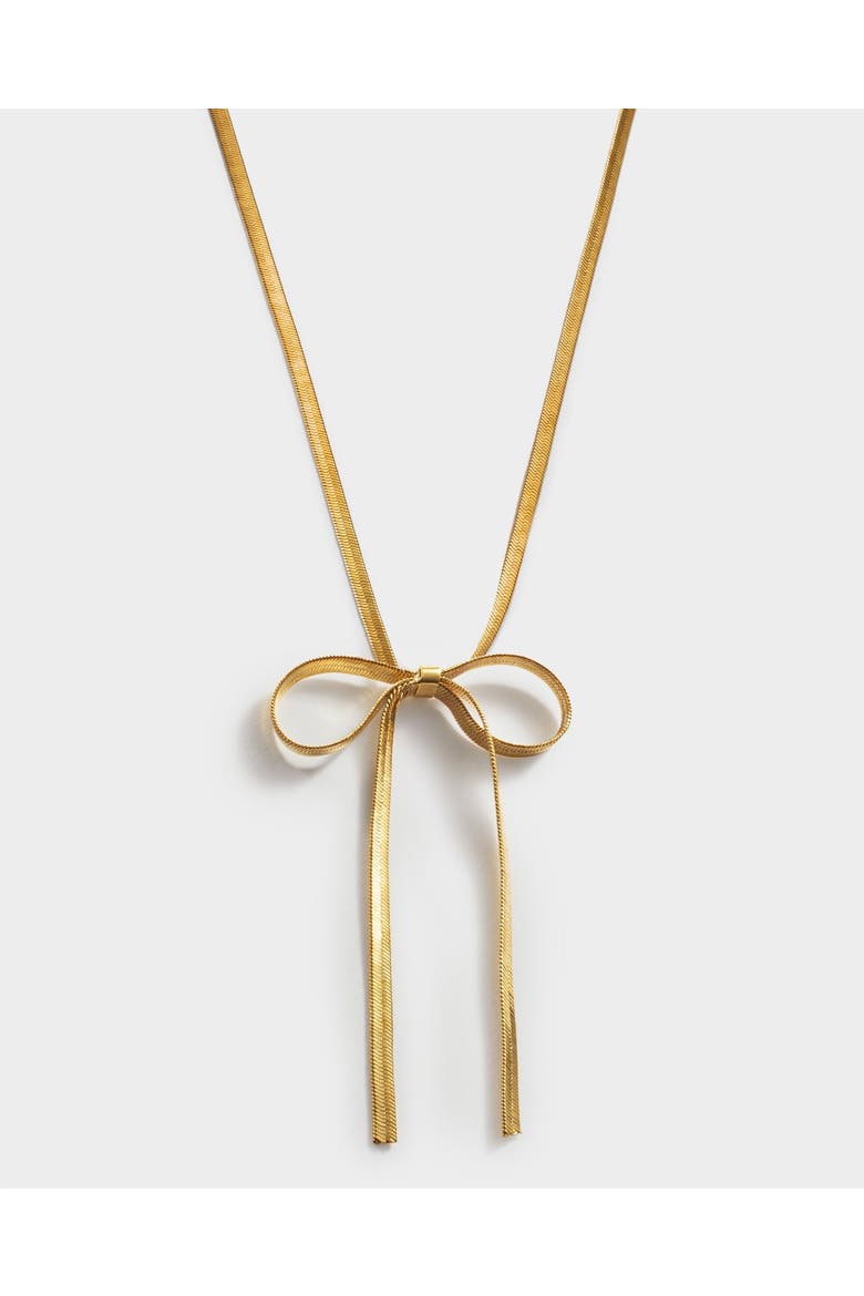 Amelie Waterproof Gold Bow Necklace, Main, color, Gold