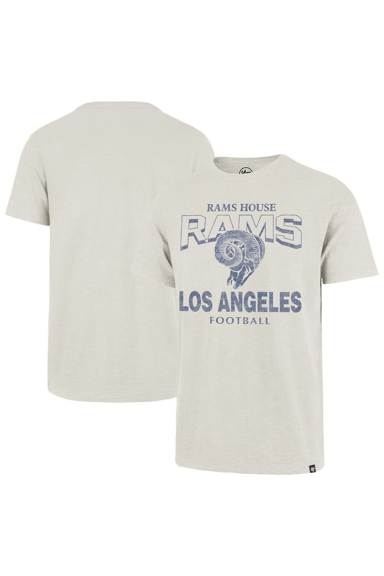 Men's '47  Natural Los Angeles Rams Head On Scrum Slub T-Shirt, Main, color, Natural