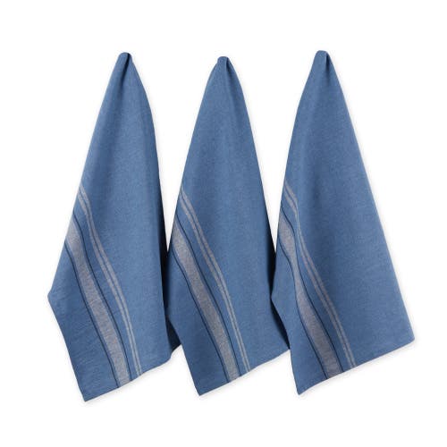 Dii Blue Chambray French Stripe Woven Dishtowel Set/3
