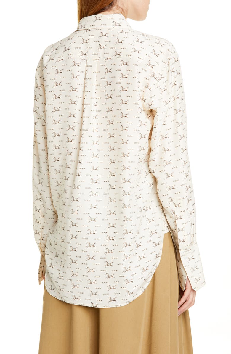 Polo Ralph Lauren Horse Print Silk Shirt, Alternate, color,