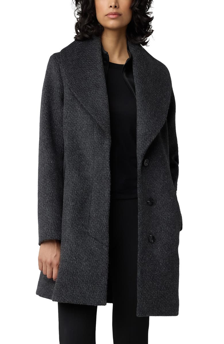 Soia & Kyo Lolli Classic Fit Wool Blend Coat with Removable Leather Bib, Alternate, color,