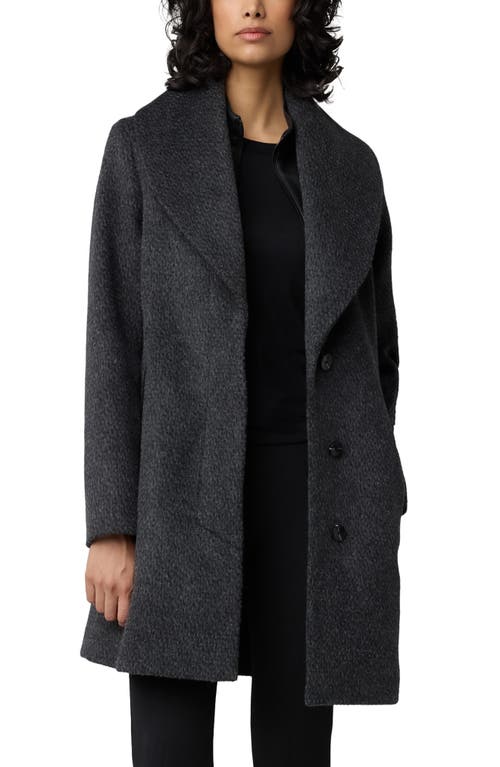 Soia & Kyo Lolli Classic Fit Wool Blend Coat With Removable Leather Bib In Blue