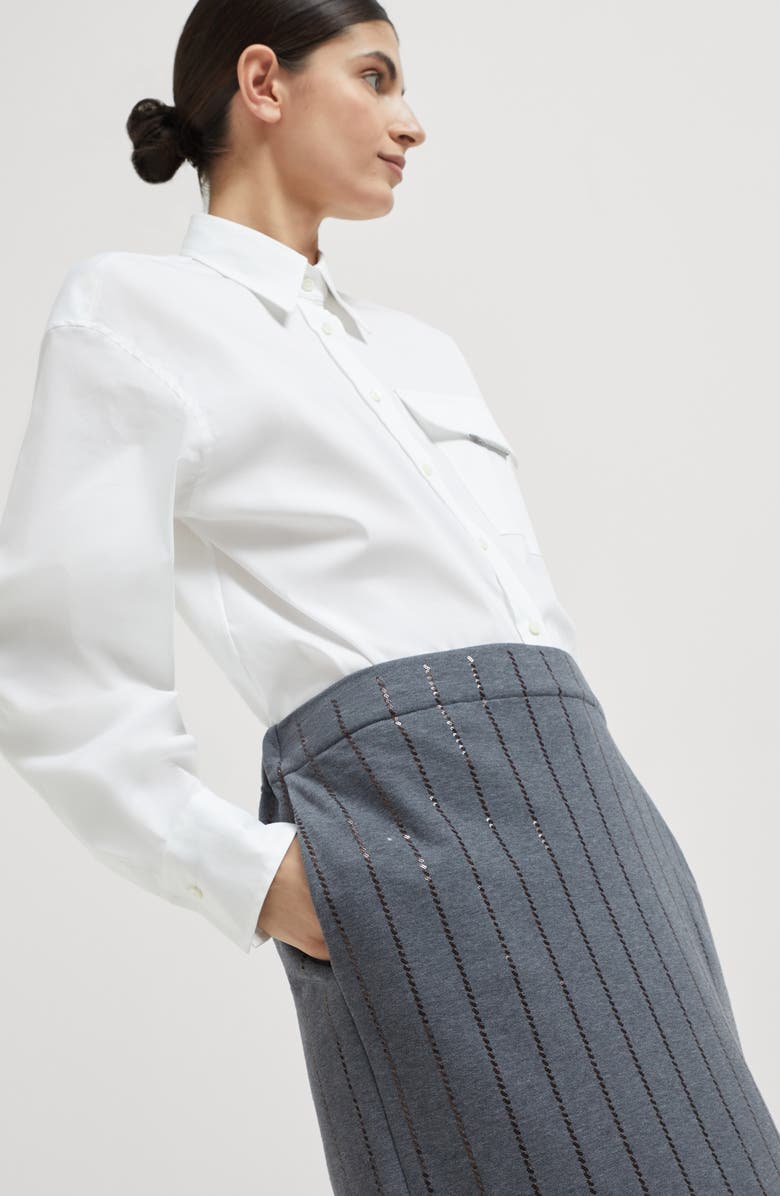 Brunello Cucinelli Dazzling Embroidery skirt, Alternate, color, Lead