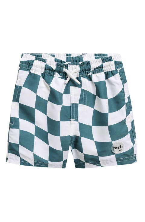 Monstera Leaf Print Swim Trunks (Baby)