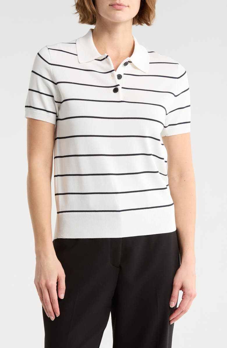 ELIE ELIE TAHARI Polo Sweater, Main, color, White/ Black
