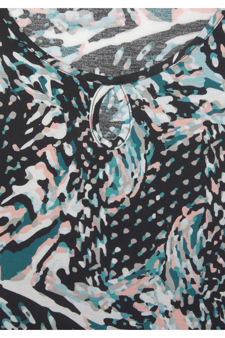 Printed Keyhole Dress, Alternate, color, Black Multi