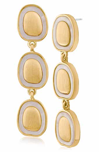 JARDIN Enamel Inlay Triple Disc Drop Earrings