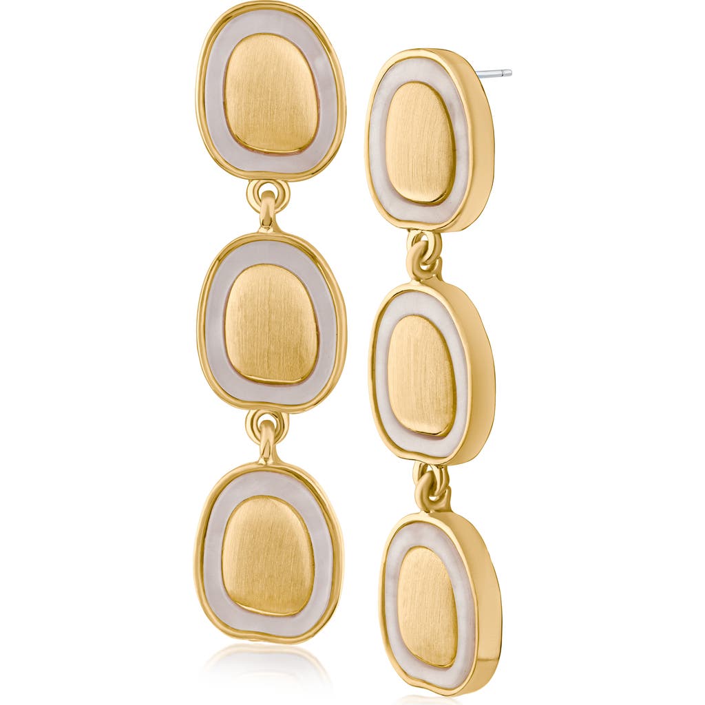 Jardin Enamel Inlay Triple Disc Drop Earrings
